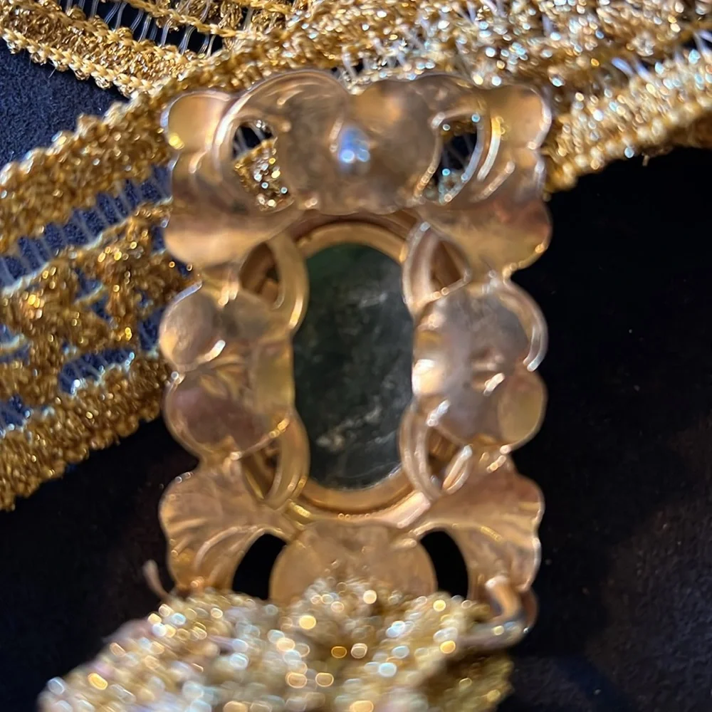 Antique belt & buckle semi precious stone green
